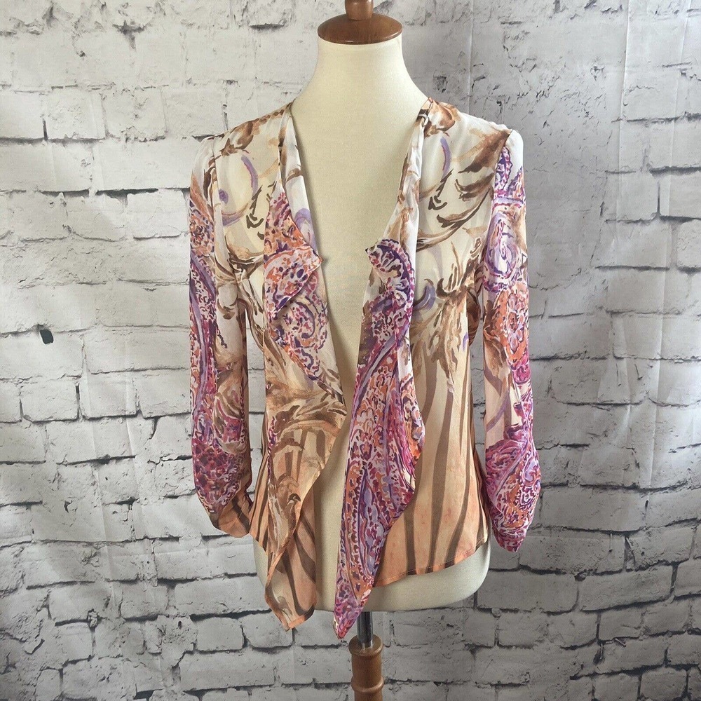 Chicos Animal‎ And Paisley Print Sheer Shawl Size Small Polyester